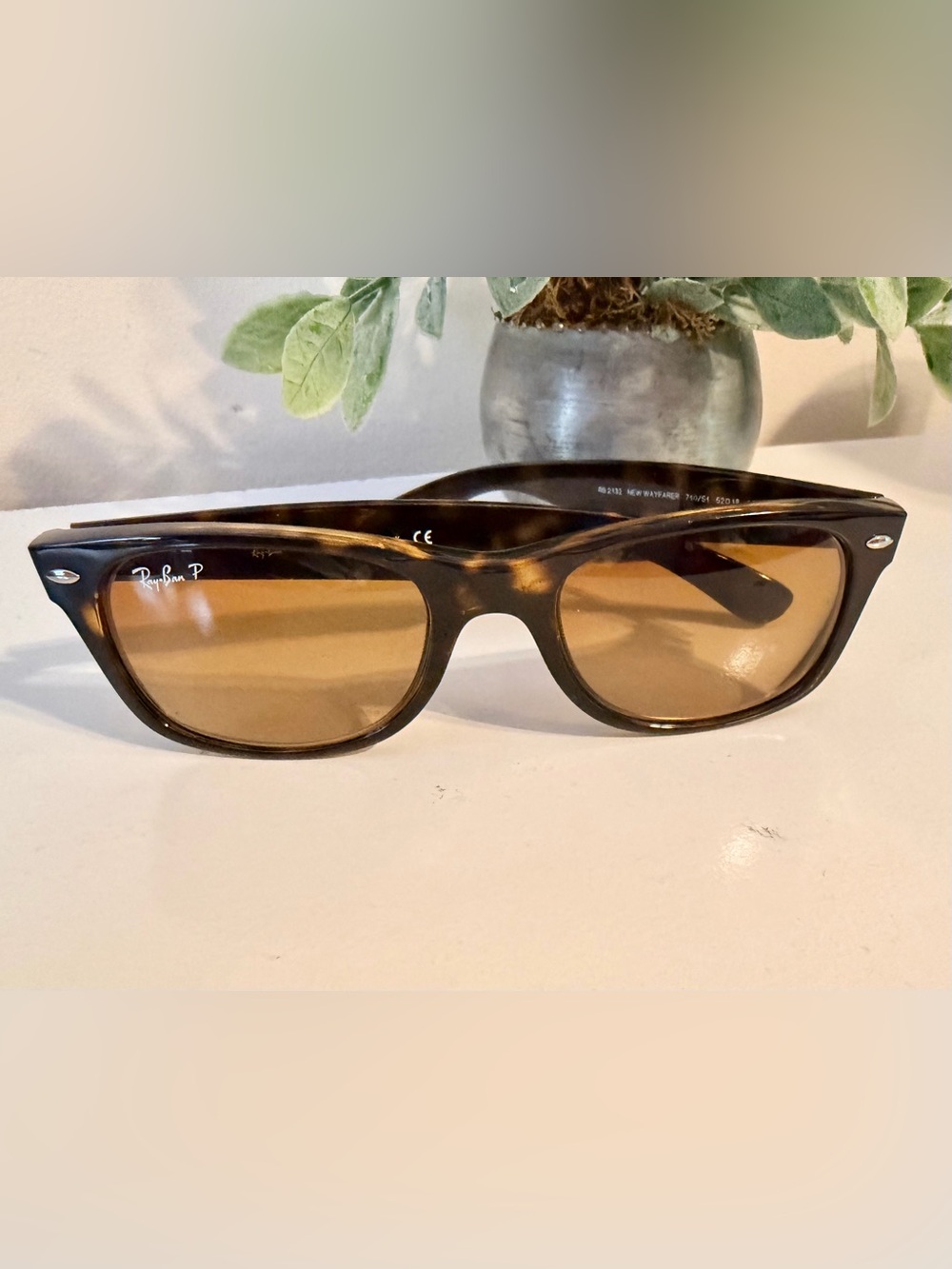 Ray-Ban P New Wayfarer Sunglasses Tan Lens RB2132